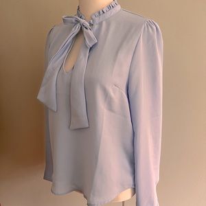 Baby blue pussy bow blouse
